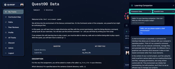 The Learning Companion: A New Way to Support Learning at Qwasar