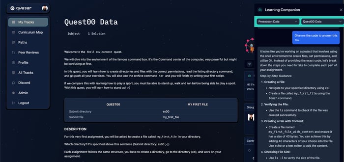 The Learning Companion: A New Way to Support Learning at Qwasar