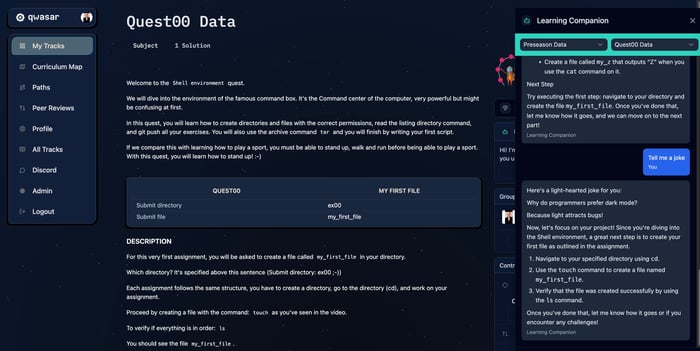 The Learning Companion: A New Way to Support Learning at Qwasar